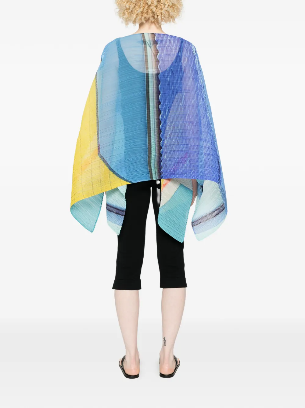 Pleats Please Issey Miyake City Collage Madame-T poncho met plooien Blauw