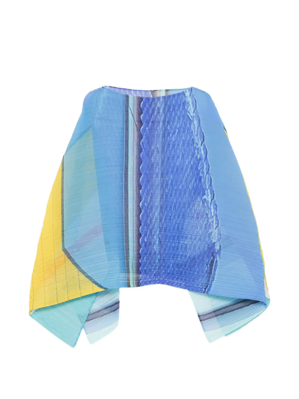 Pleats Please Issey Miyake City Collage Madame-T pleated poncho - Blau