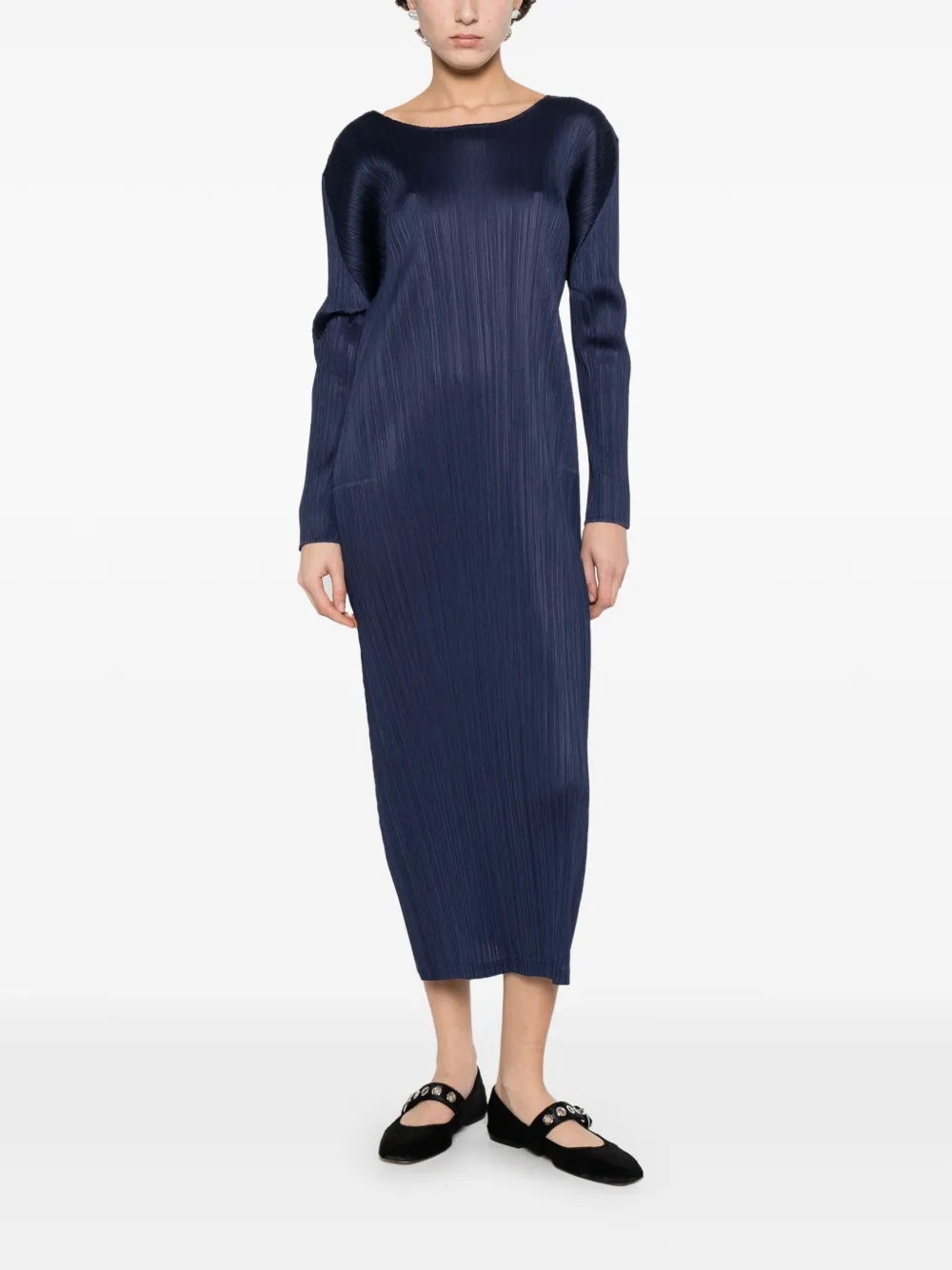 Pleats Please Issey Miyake Geplooide midi-jurk Blauw
