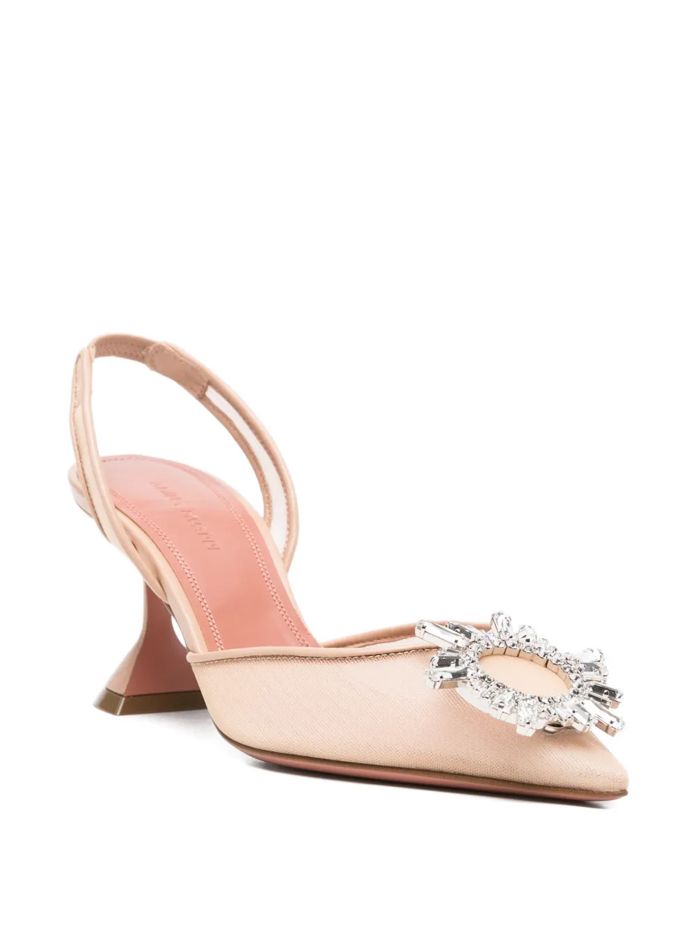 Amina Muaddi Begun verfraaide pumps Beige