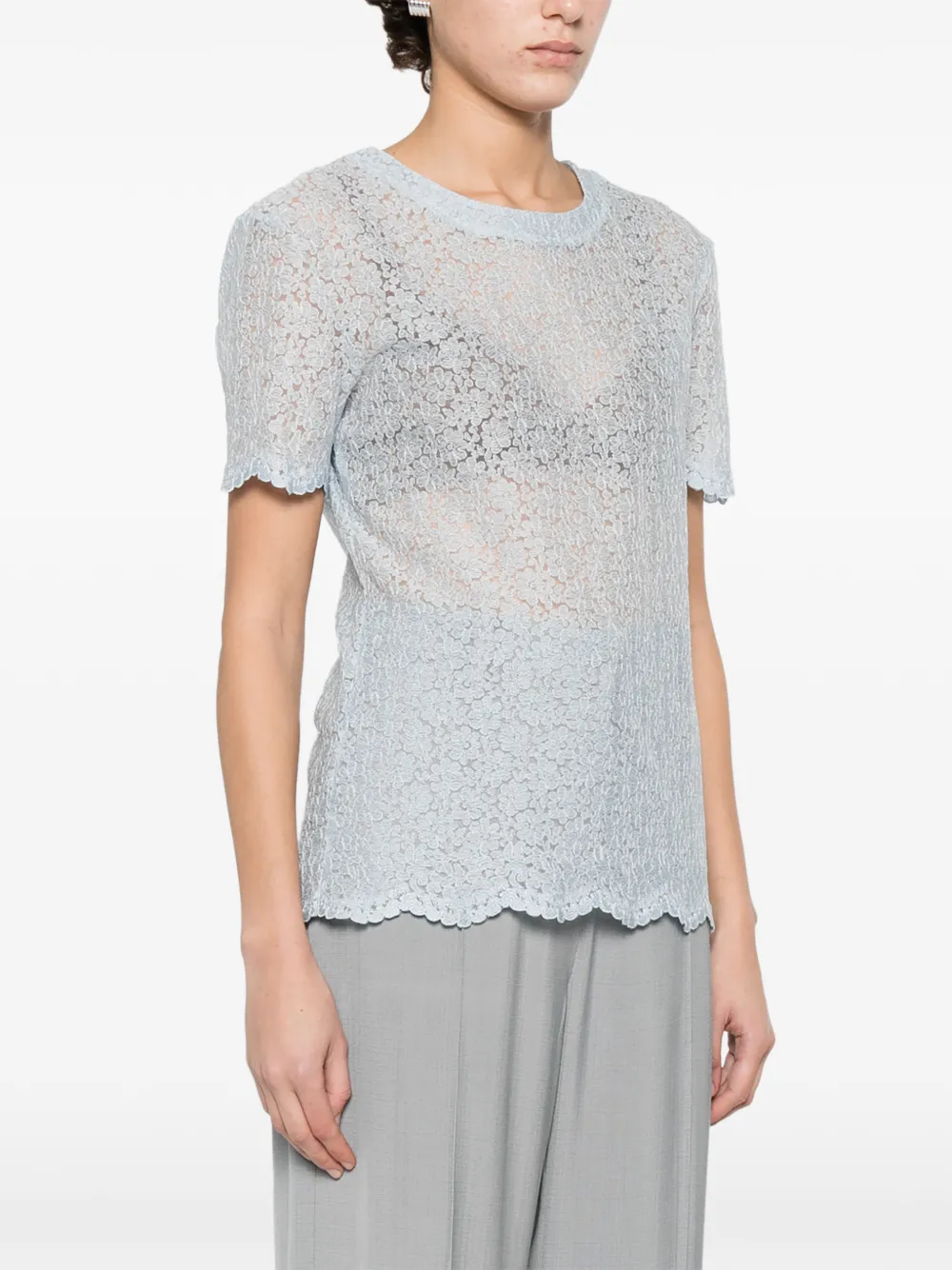 Ermanno Scervino T-shirt met kant Blauw