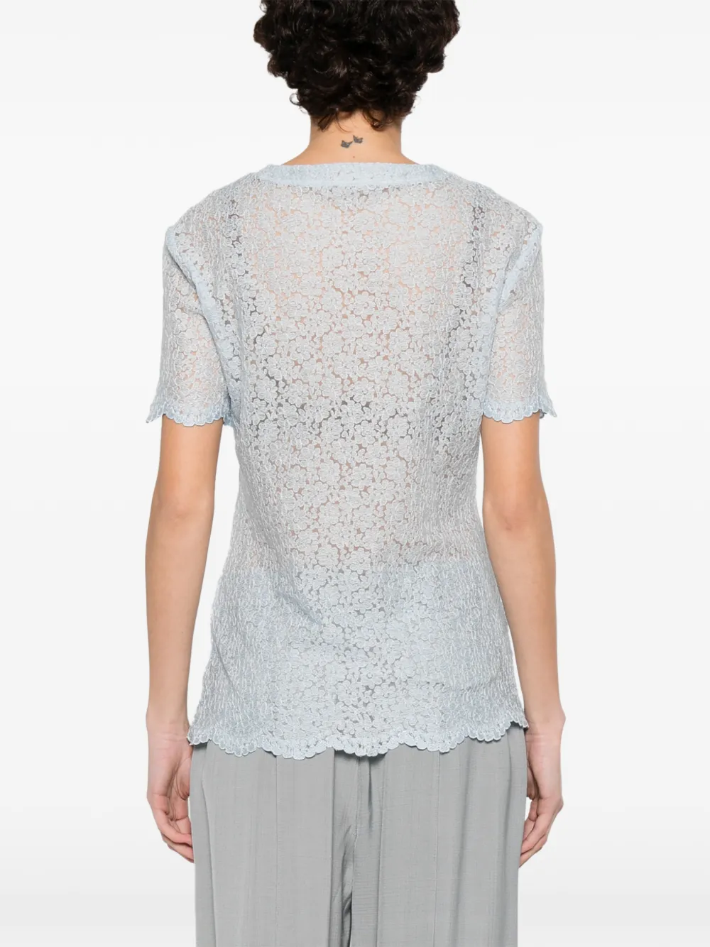 Ermanno Scervino T-shirt met kant Blauw