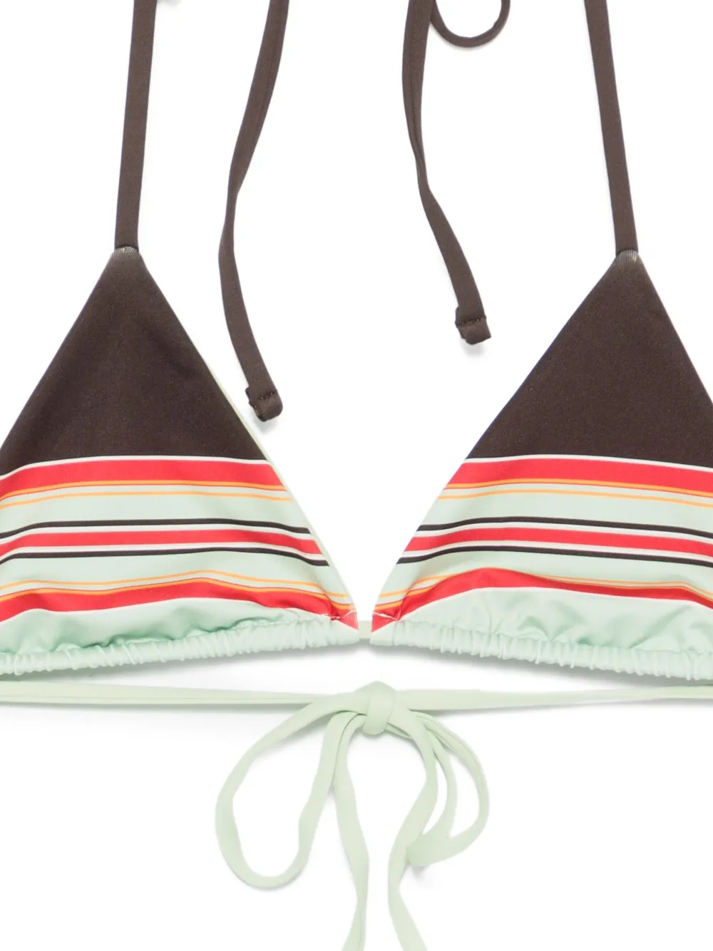  Frankies Bikinis Nick Striped Triangle Bikini Top - Green 