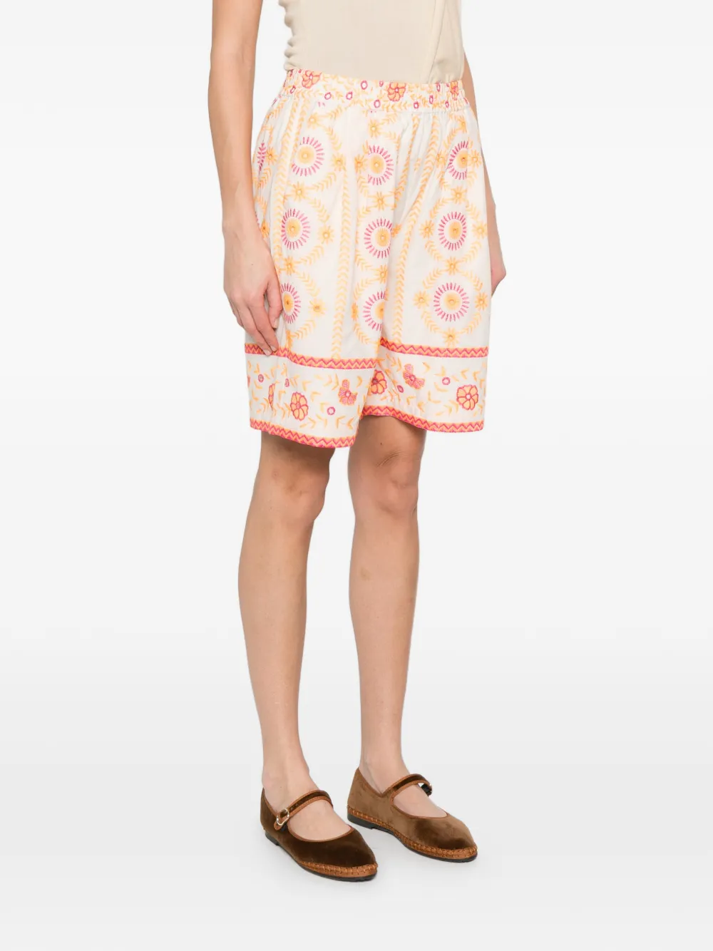 TWINSET Shorts met geborduurde bloemen Beige
