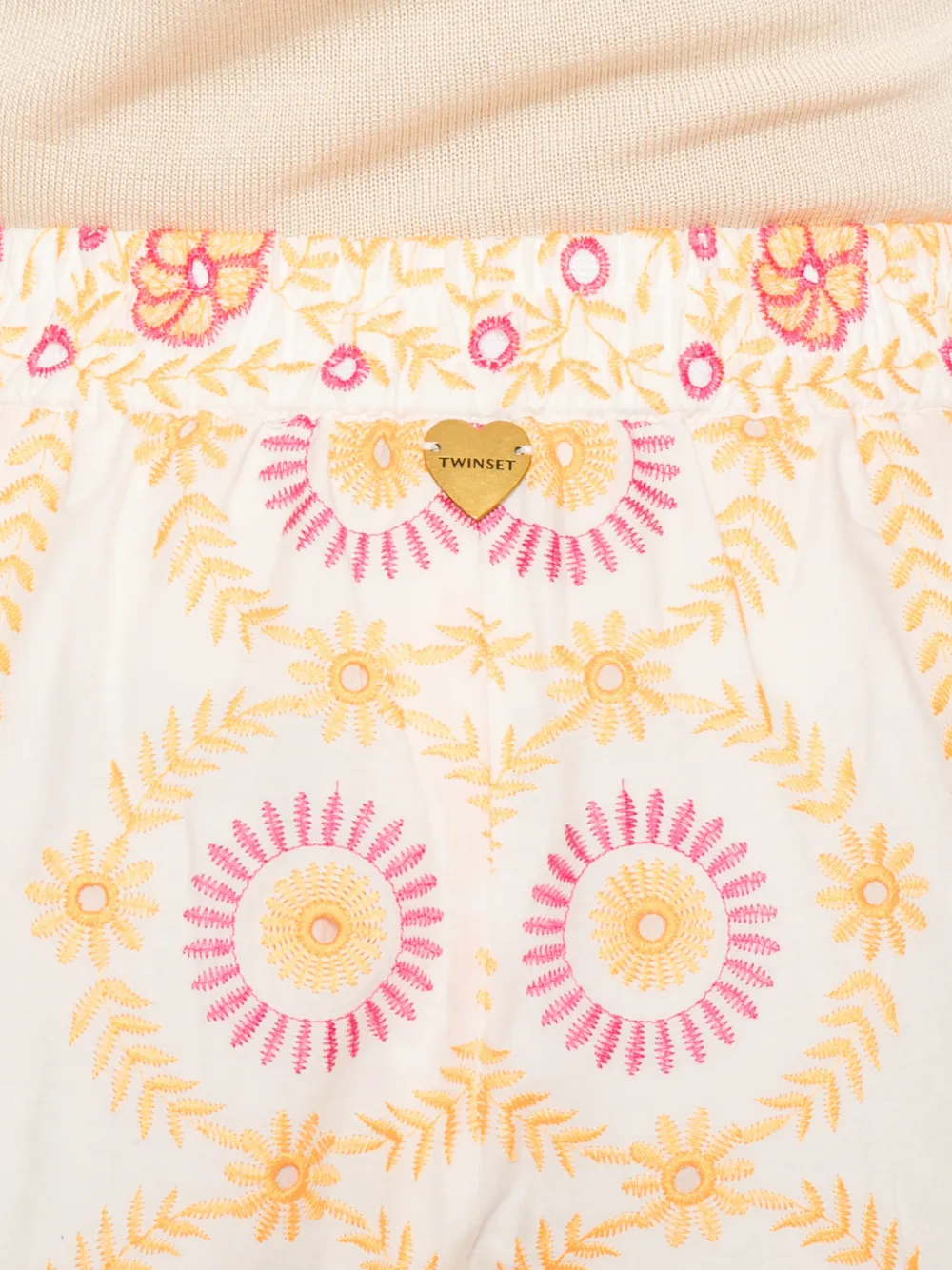 TWINSET Shorts met geborduurde bloemen Beige