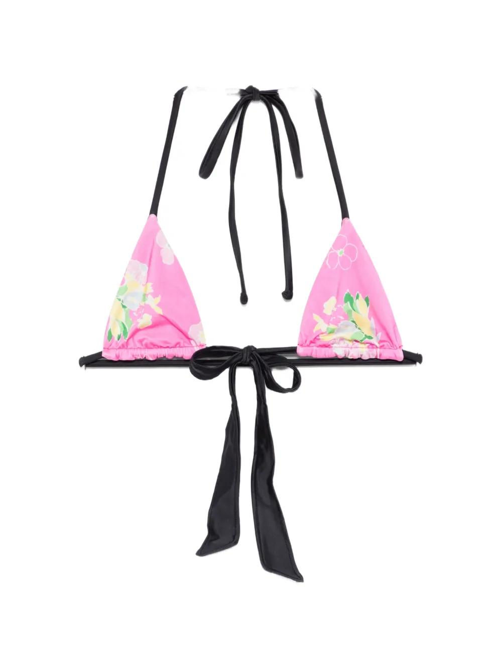 Frankies Bikinis Coastal floral-print tied bikini top - Rosa