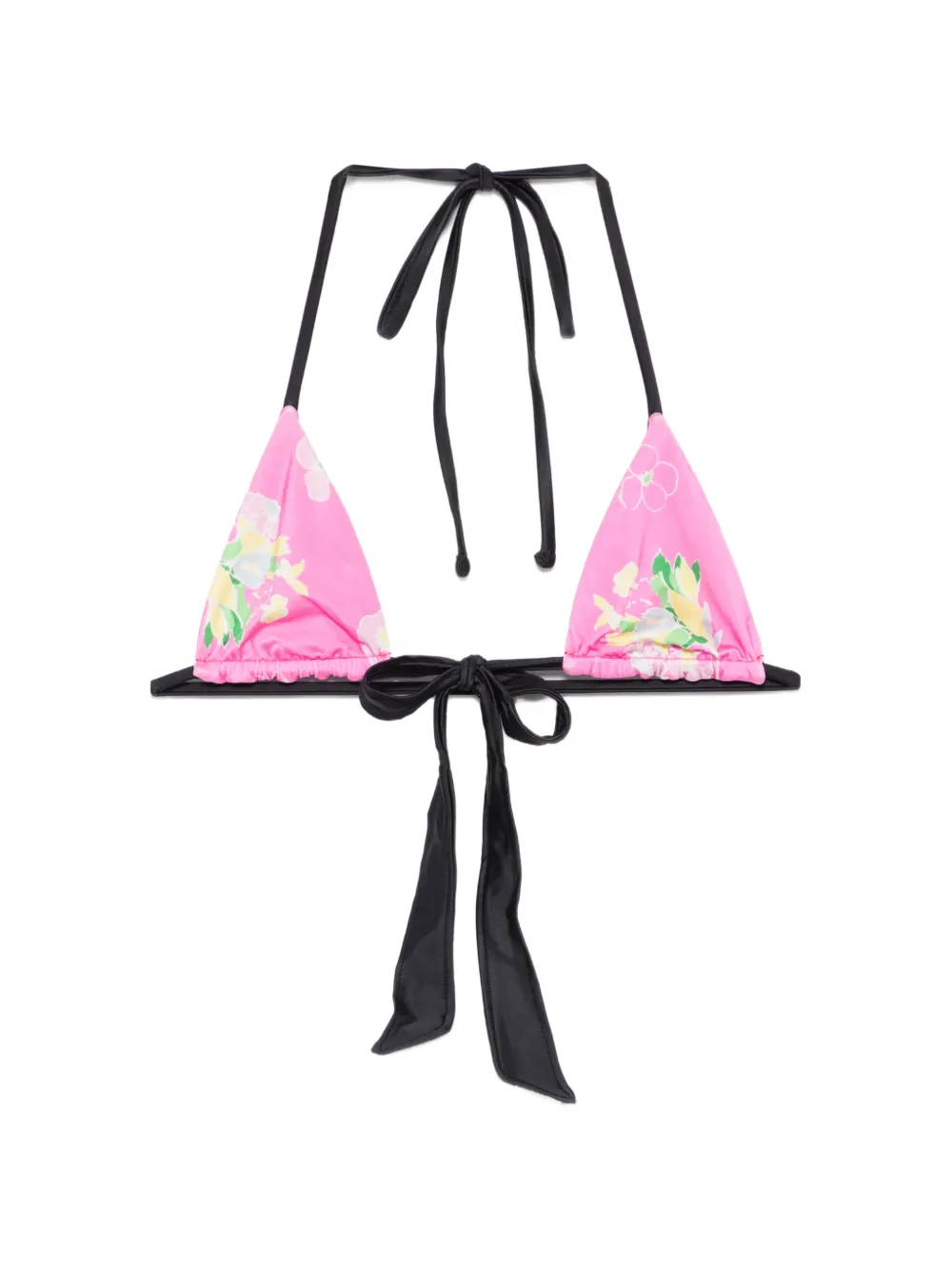 Frankies Bikinis Coastal floral-print tied bikini top - Rosa