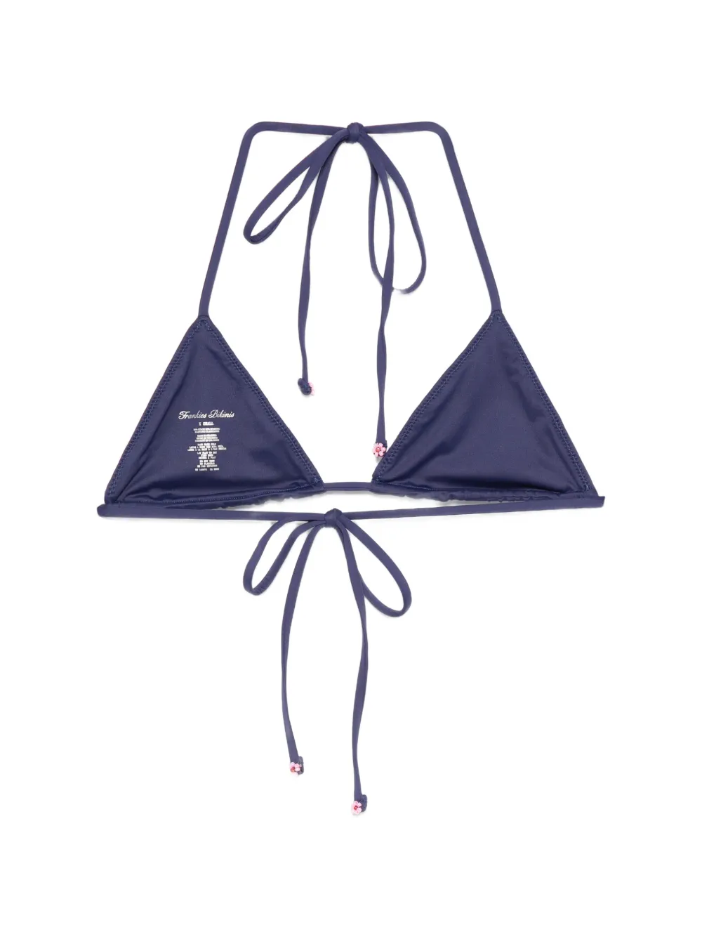  Frankies Bikinis Nick Floral-embellished Triangle Bikini Top - Blue 