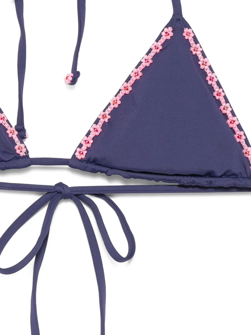  Frankies Bikinis Nick Floral-embellished Triangle Bikini Top - Blue 