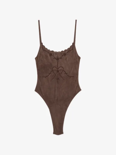 Frankies Bikinis Juliet scalloped embroidered swimsuit
