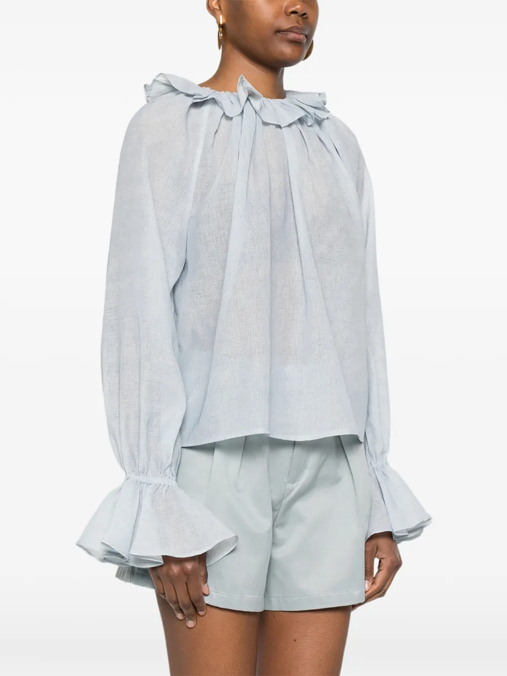 Eleh Ruffled-sleeve Blouse - Grey 