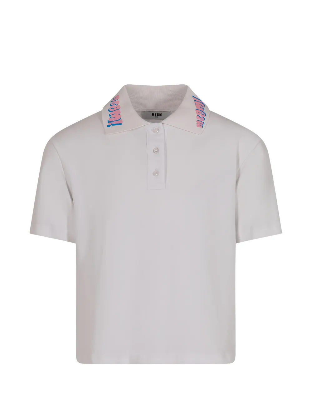 MSGM Kids logo-collar polo shirt - Bianco