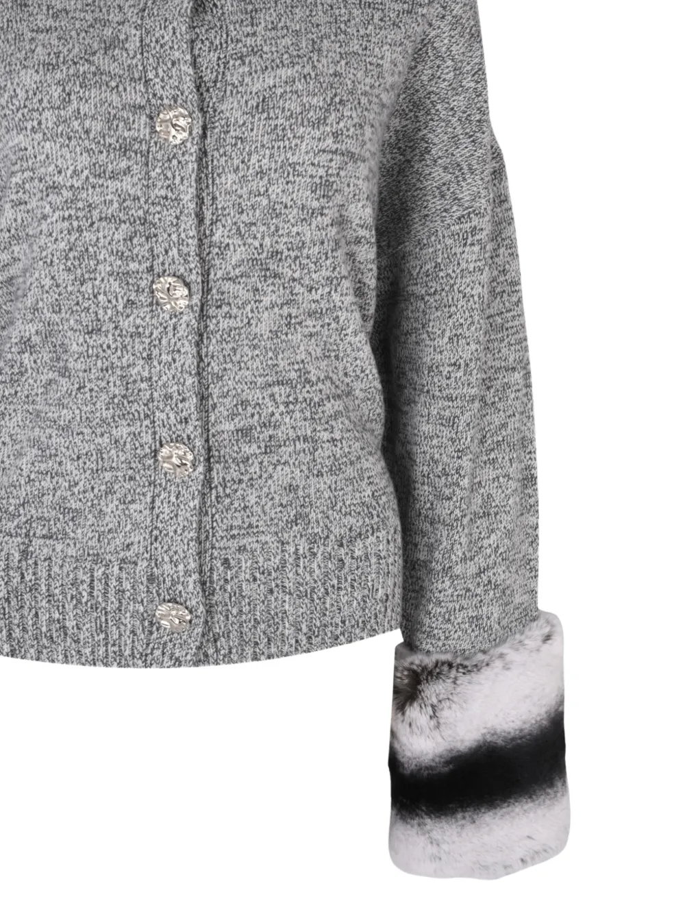 Izaak Azanei Button-down vest met manchetten van imitatiebont Grijs