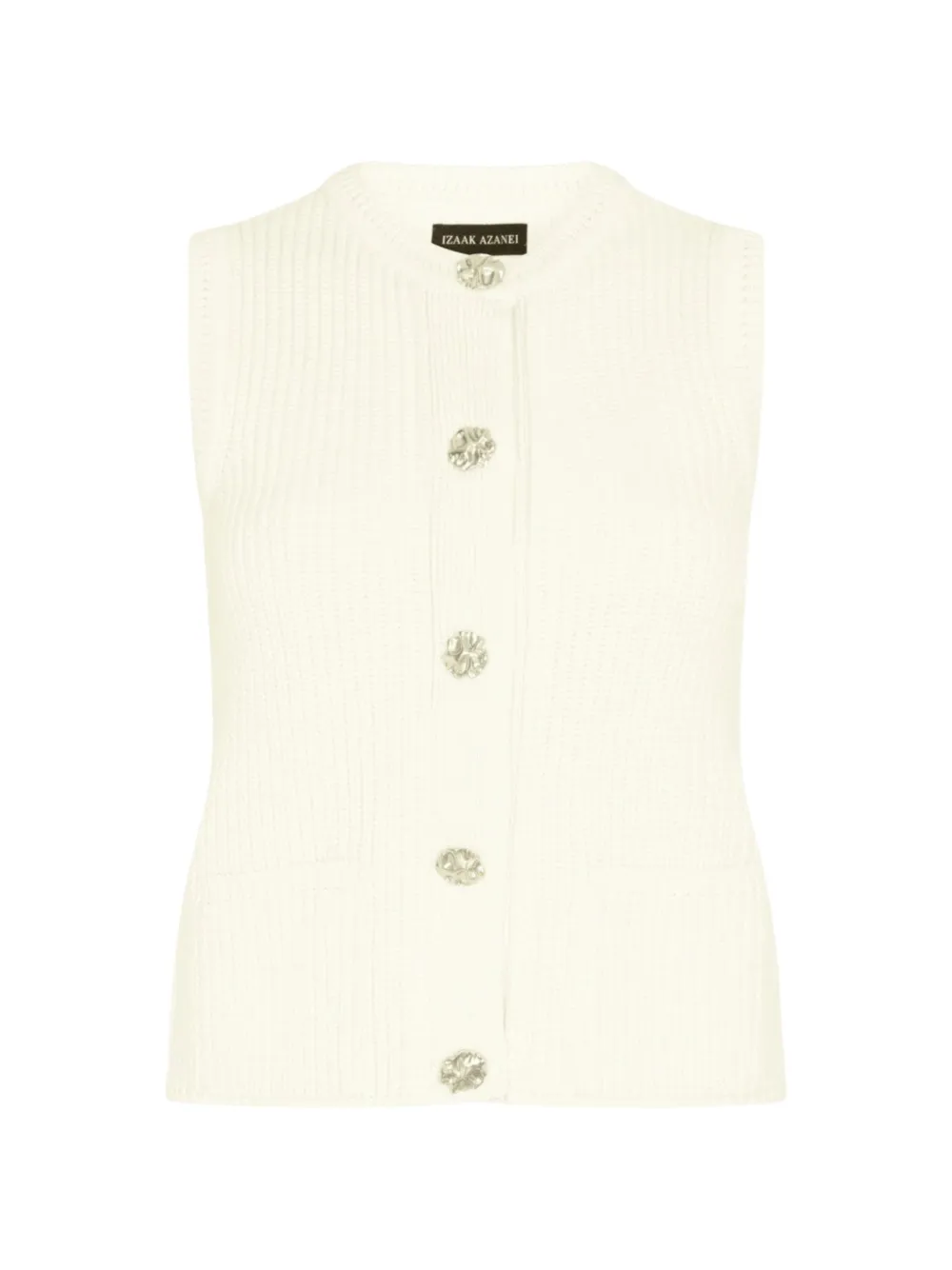 Izaak Azanei ribbed-knit button-down cotton gilet - Nude