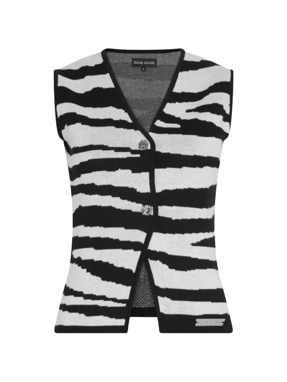 Izaak Azanei zebra-print knitted gilet - Weiß