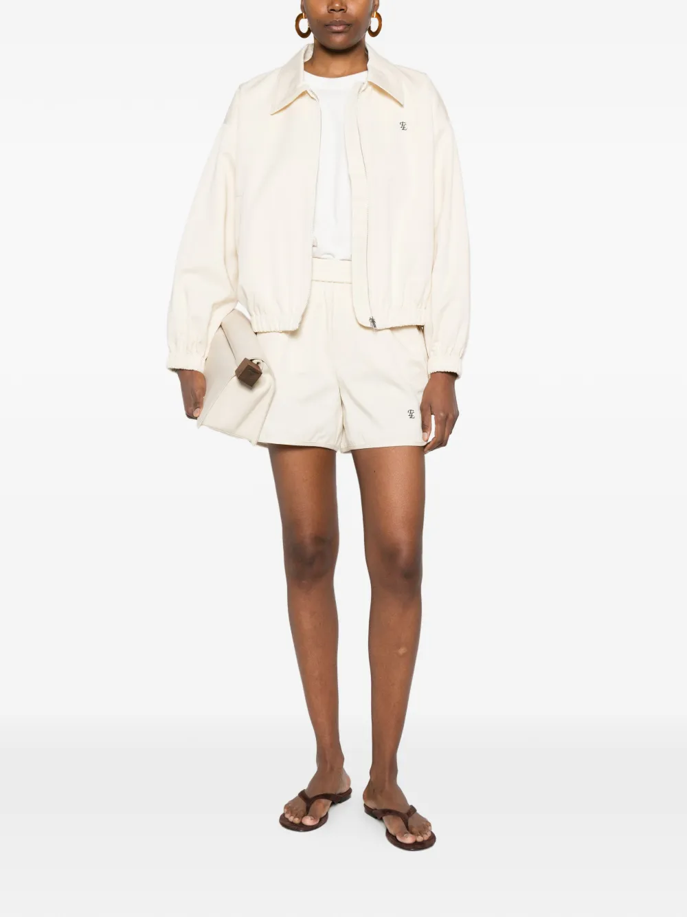  Eleh Logo-embroidered Shorts - Neutrals 