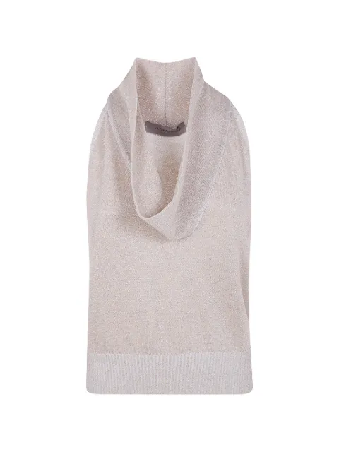 D.Exterior cowl-neck top