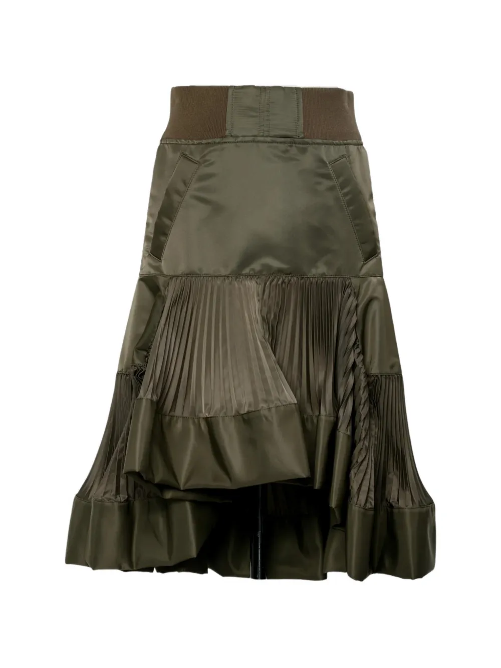 sacai pleated panelled maxi skirt - Verde