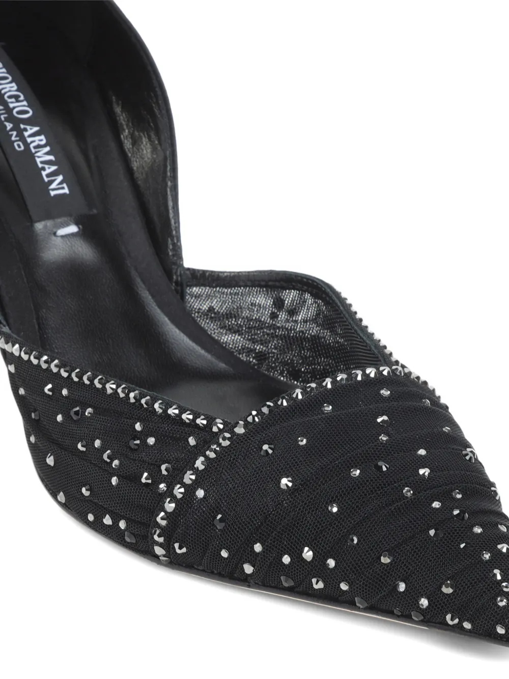 Giorgio Armani Pumps met puntige neus en studs Zwart