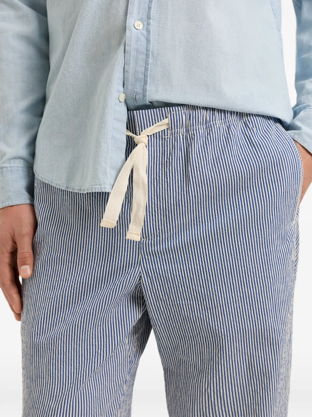 Orlebar Brown Seersucker gestreepte broek Blauw