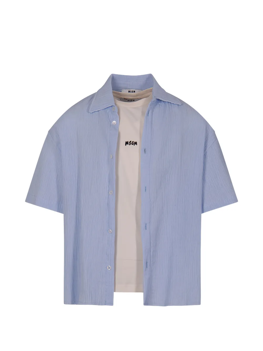 MSGM Kids short-sleeve layered shirt - Blu