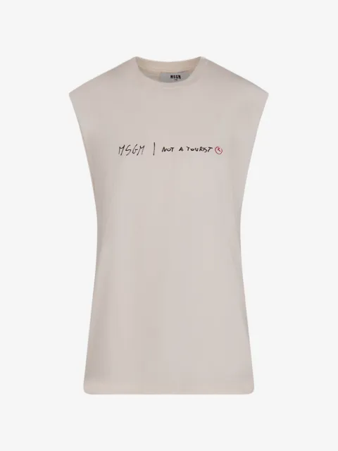MSGM Kids logo-print sleeveless top