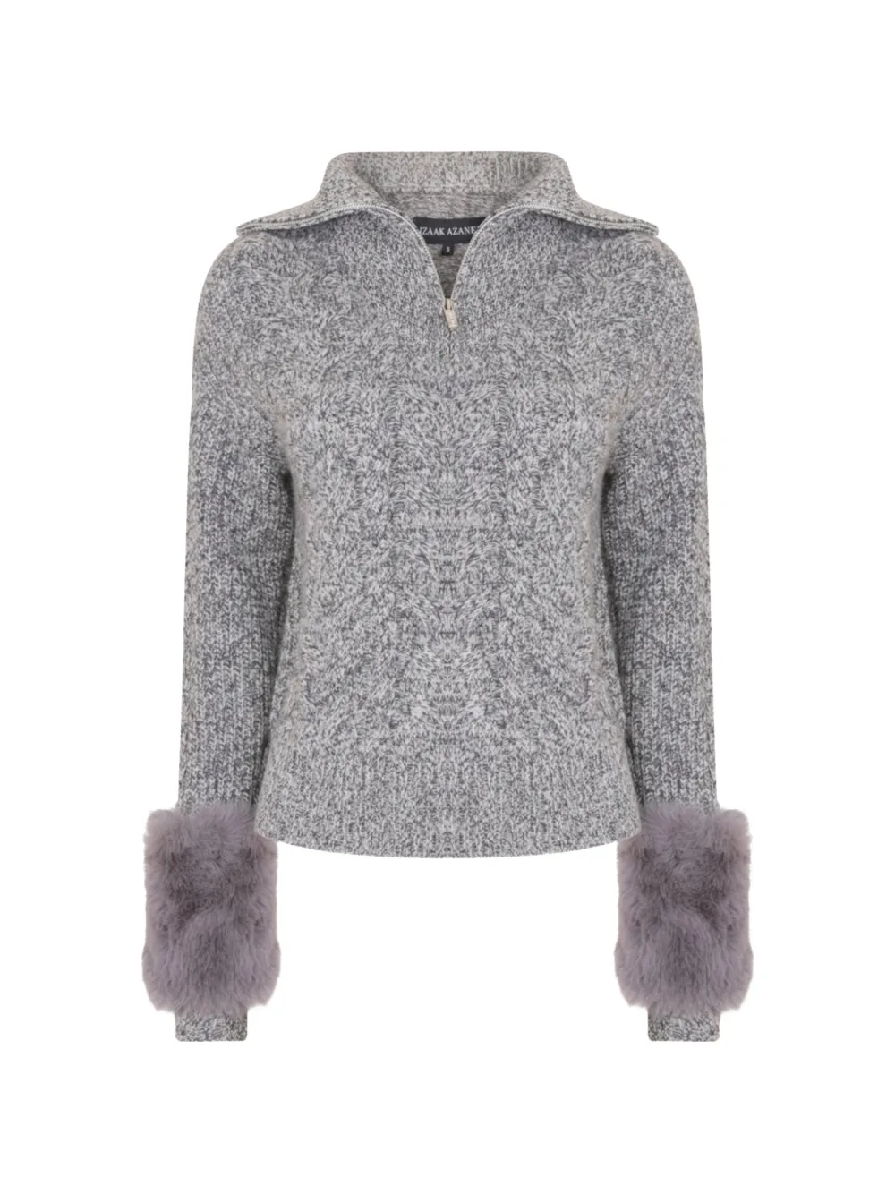 Izaak Azanei faux-fur-cuff long-sleeve sweater - Grigio