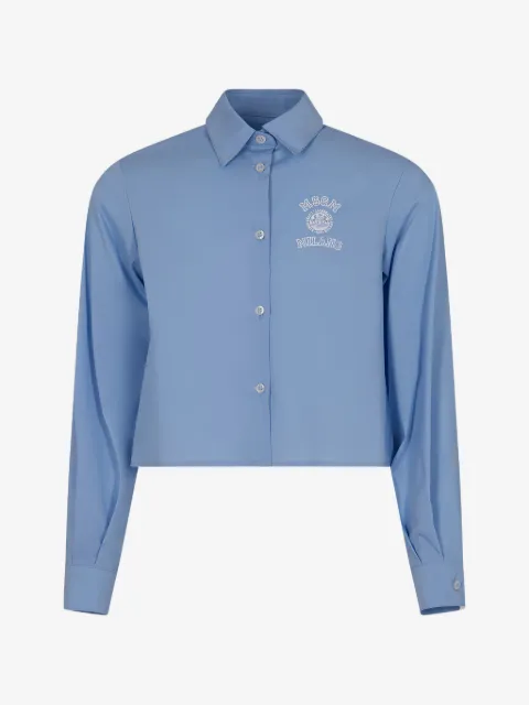 MSGM Kids logo-embroidered shirt