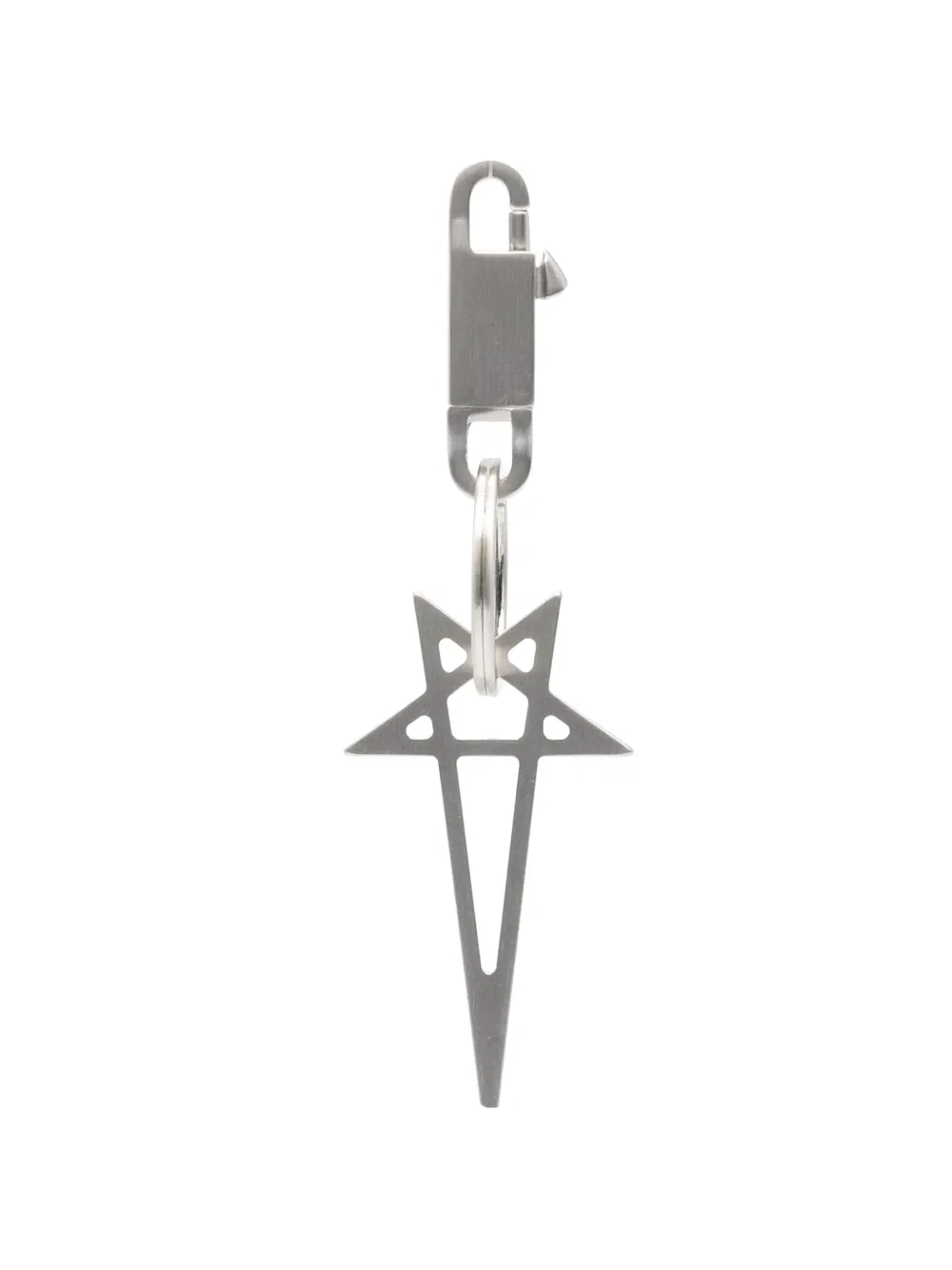 Rick Owens Pentagram Keyring In Silver
