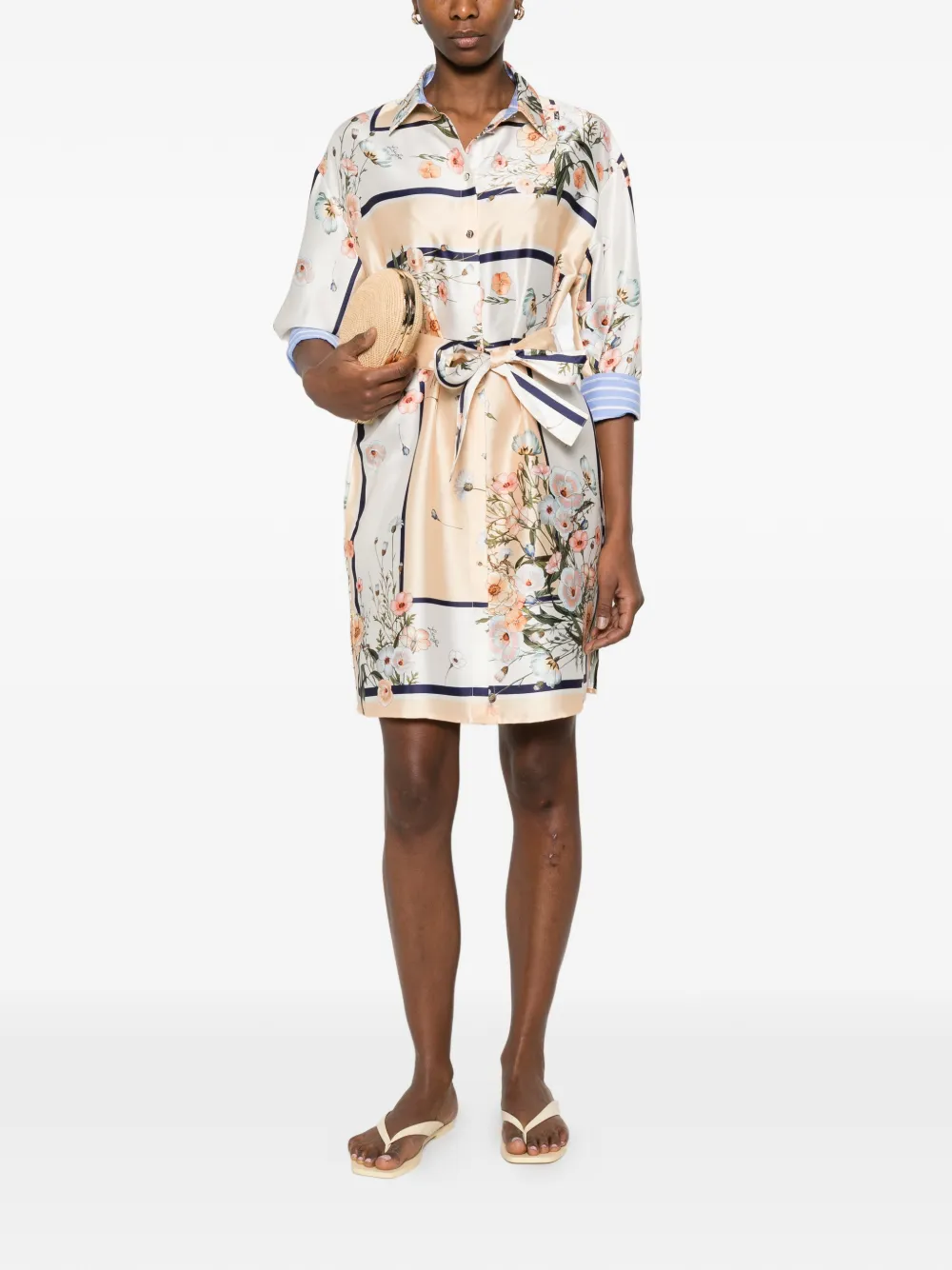  Liu Jo Striped Floral Dress - White 