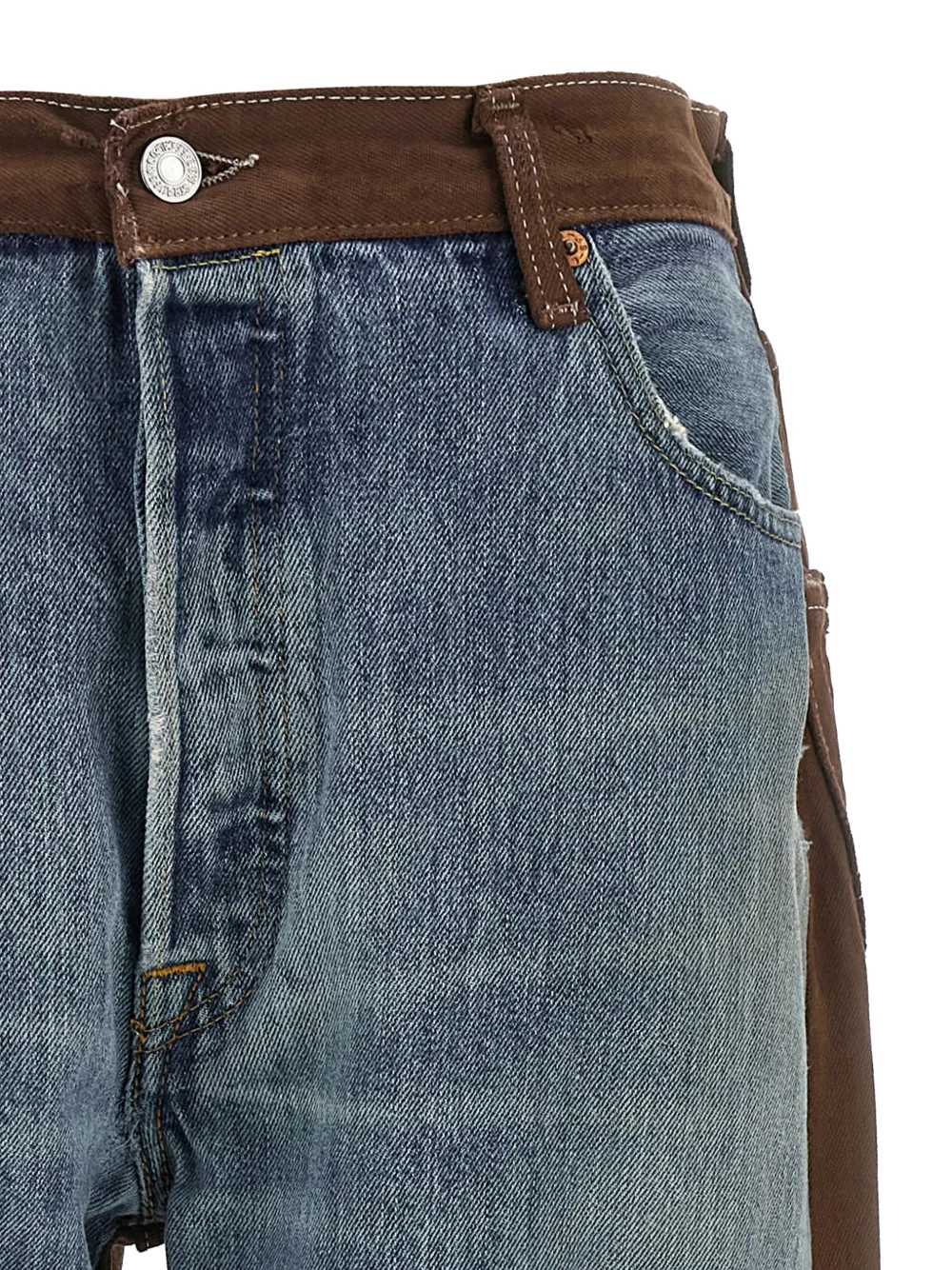  B Sides Customised Levi's Straight Rework Halfsie Cotton Jeans - Blue 