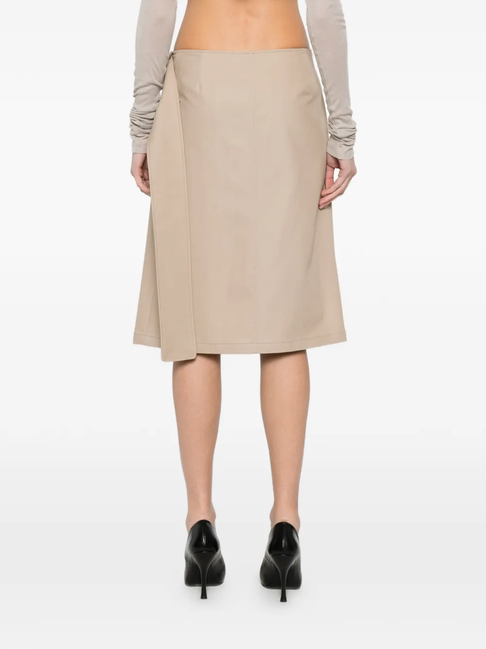 Courrèges Midi-rok met ceintuur en zak Beige