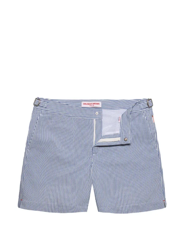 Orlebar Brown Bulldog Seersucker Stripe Beachwear in Blue