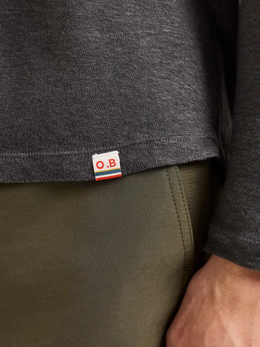 Orlebar Brown OB-T linnen T-shirt met lange mouwen Grijs