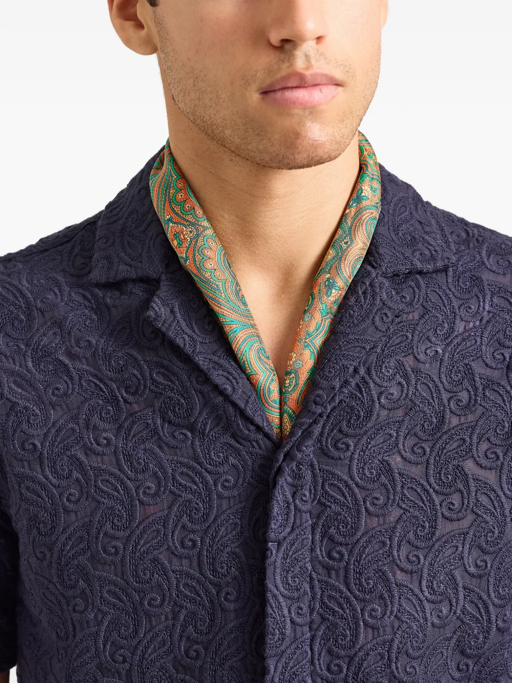 Orlebar Brown Maitan Broderie overhemd Blauw