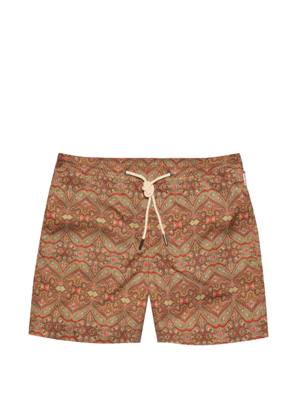 Orlebar Brown Bulldog Patterned Swim Shorts in Orange