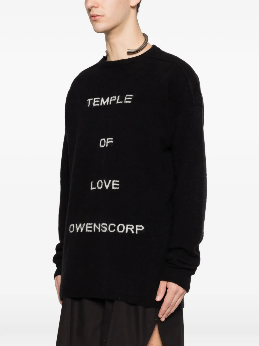 Rick Owens Trui met ronde hals en letter intarsia Zwart
