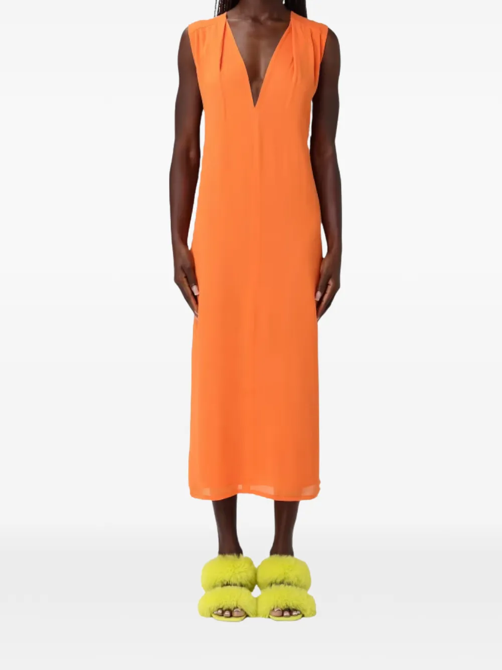 Moschino Midi-jurk met V-hals Oranje