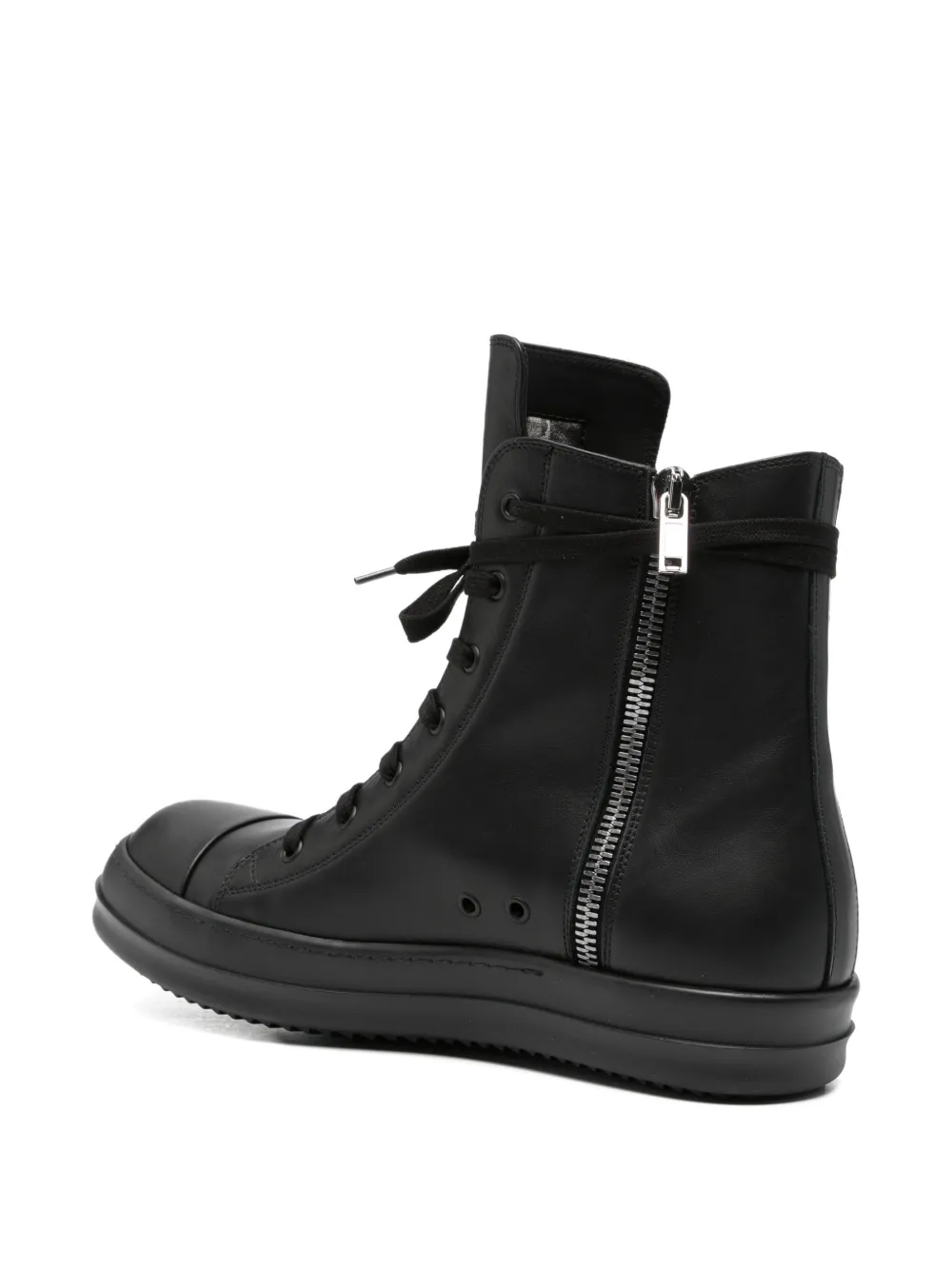 Rick Owens lace-up leather sneakers Zwart