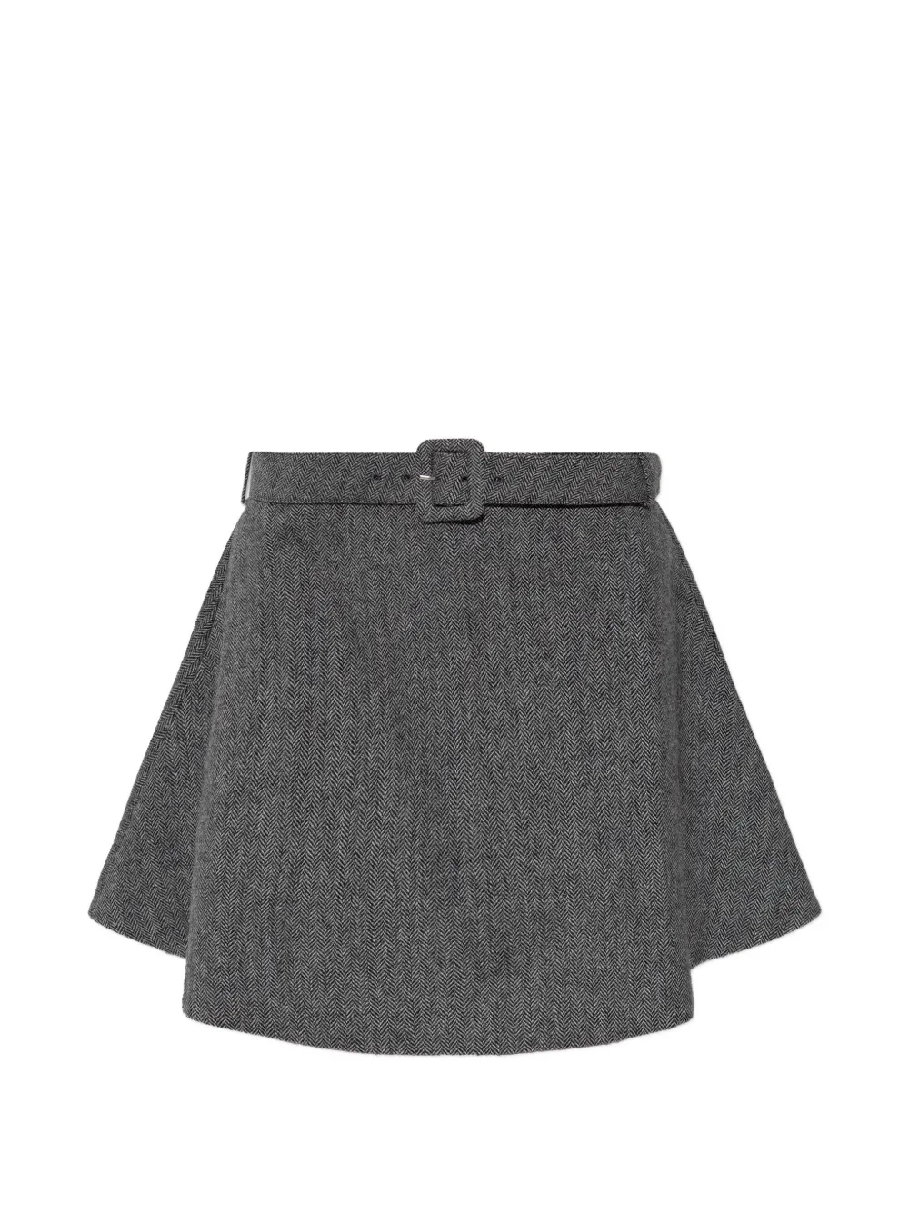 Self-Portrait belted A-line mini skirt - Grigio