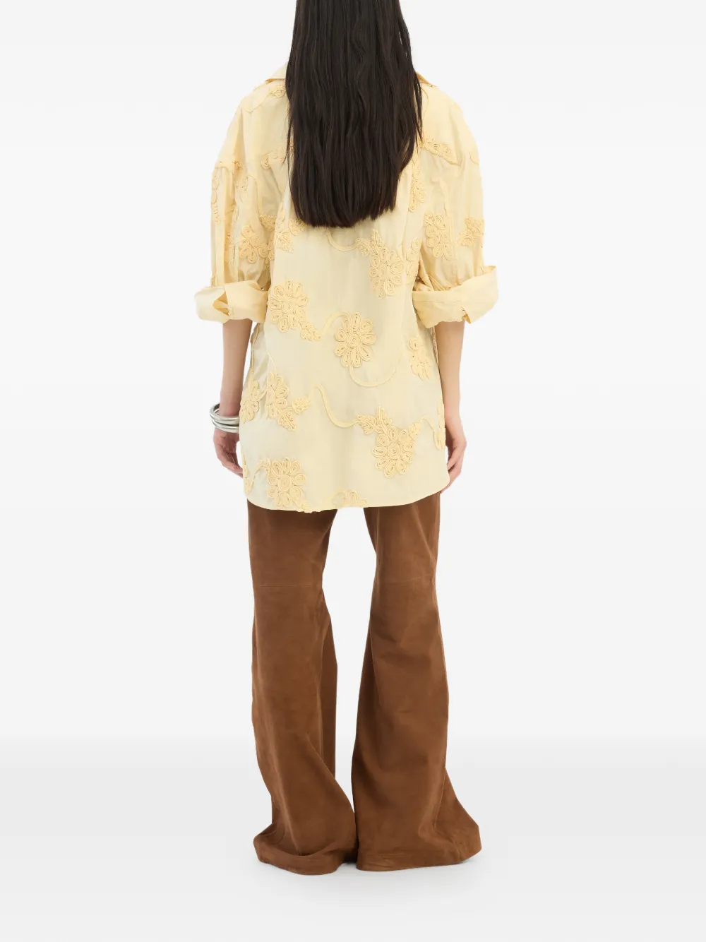 Rotate Birger Christensen Floral-appliqué Oversized Shirt - Yellow 