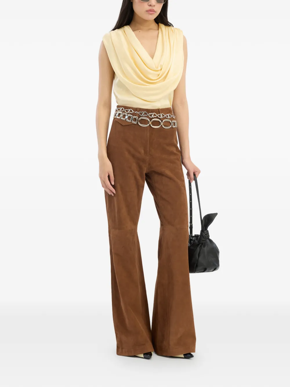  Rotate Birger Christensen Chiffon Waterfall Top - Yellow 