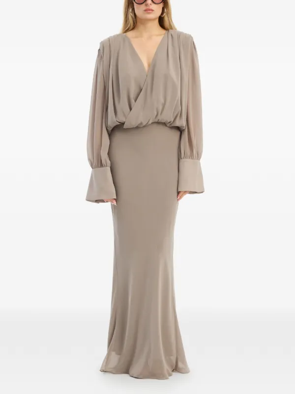 ROTATE BIRGER CHRISTENSEN long-sleeve Maxi Dress | Grey | FARFETCH GE ROTATE BIRGER CHRISTENSEN long-sleeve Maxi Dress | Grey | FARFETCH GE