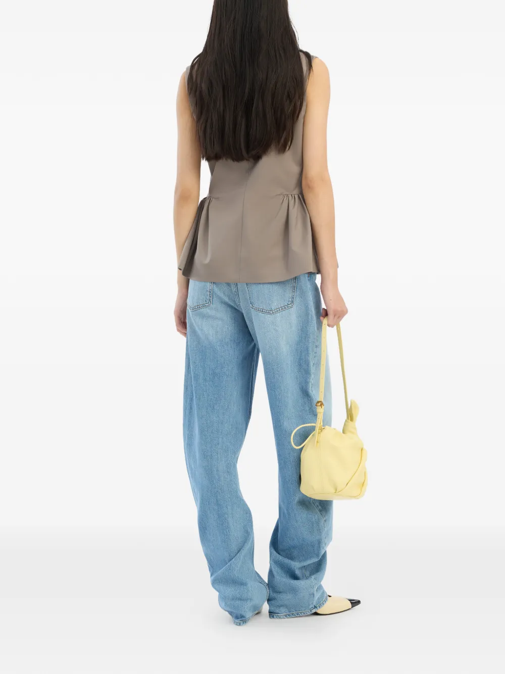  Rotate Birger Christensen Buttoned Peplum Gilet - Brown 