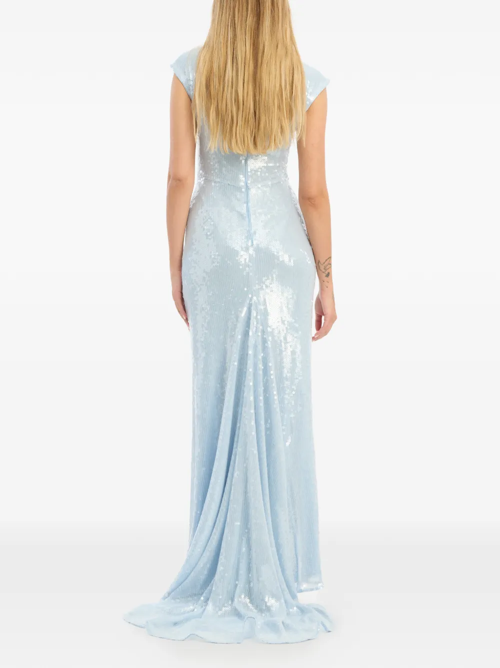 ROTATE BIRGER CHRISTENSEN Maxi-jurk met kapmouwen en pailletten Blauw