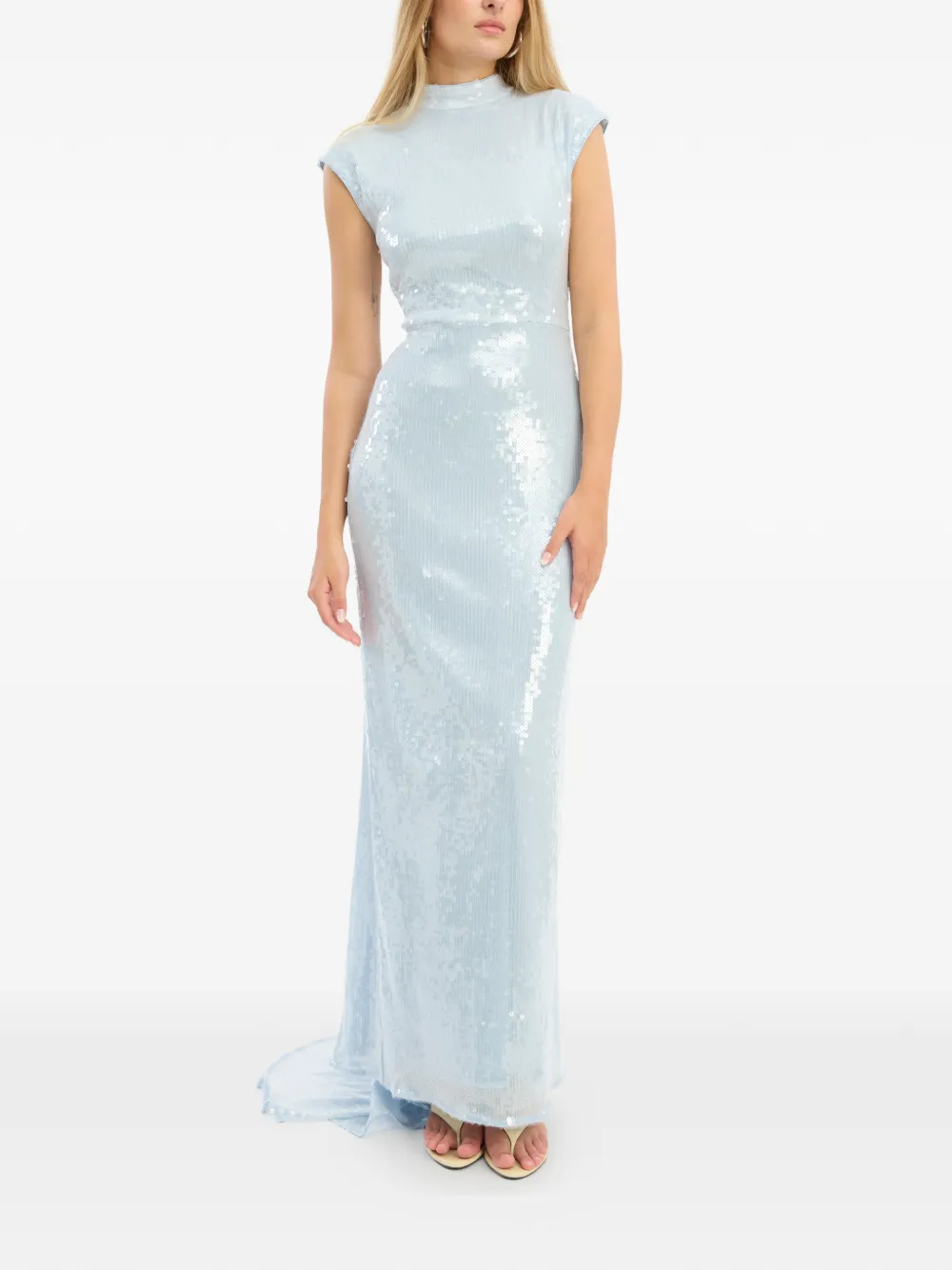 ROTATE BIRGER CHRISTENSEN Maxi-jurk met kapmouwen en pailletten Blauw