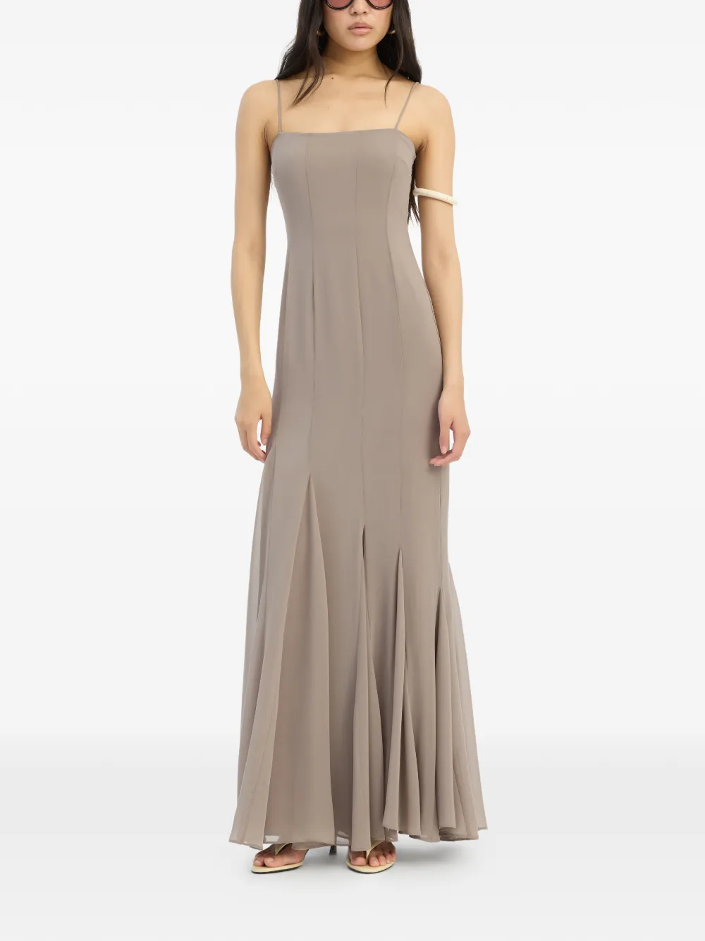  Rotate Birger Christensen Chiffon Strap Maxi Dress - Grey 