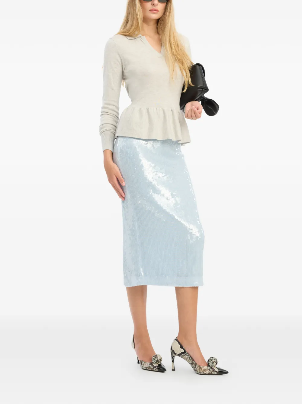 Sequin Pencil Midi Skirt
