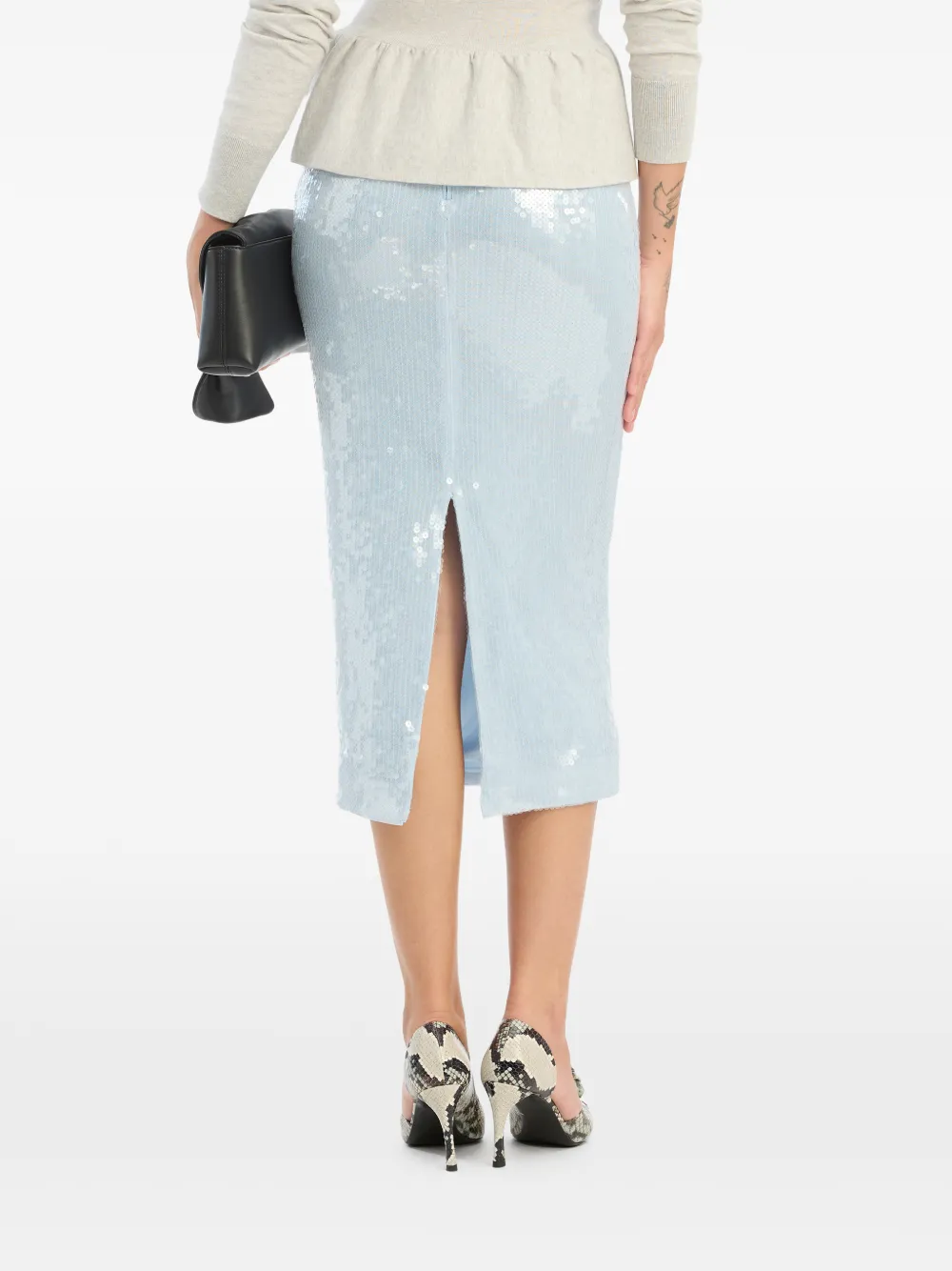 Sequin Pencil Midi Skirt