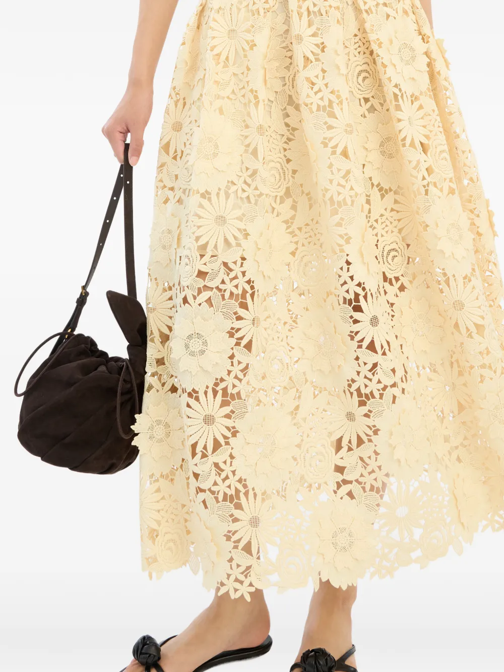 ROTATE BIRGER CHRISTENSEN 3D midi-rok met kant Beige